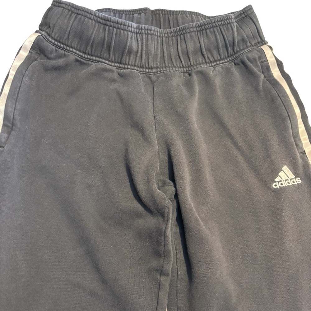 Adidas Joggers Medium Black w/ White Accents Elastic Waistband Drawstring - Picture 3 of 14
